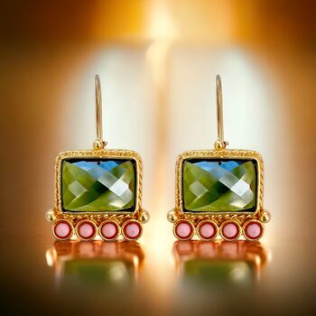 Green Gemstone Drop Earring Gold Peridot, 2 of 3