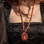 Blood Orange Aventurine And Orange Agate Pendant Necklace, thumbnail 3 of 4
