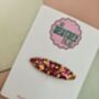 Pink And Gold Oval Glitter Resin Hair Clip / Elegant Resin Barrette / Bridesmaid Gift For Her / Glamorous Statement Hair Slide, thumbnail 4 of 5