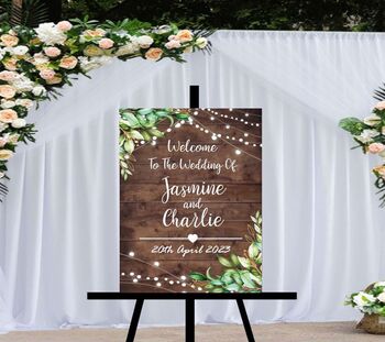 Welcome Wedding Sign With Printed Greenery, 2 of 2