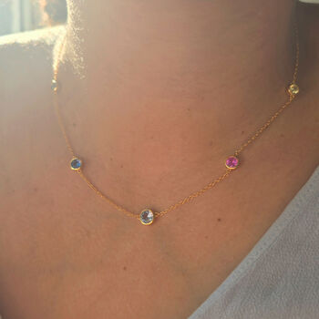 Delicate Multi Gemstone Crystal Gold Plated Necklace, 2 of 5