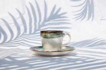 Turquoise Set Of Six Porcelain Espresso Cup And Saucer, 12 of 12