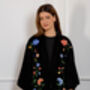 Regal Floral And Bird Embroidery Velvet Luxury Kimono, thumbnail 3 of 7
