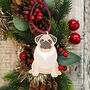 Pug Hanging Wooden Christmas Decoration, thumbnail 2 of 6