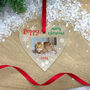 Personalised Heart Shaped Pet Merry Christmas Photo Acrylic Hanging Decoration Bauble, thumbnail 1 of 2
