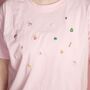 Unisex Hand Embroidered Pink Food T Shirt, thumbnail 3 of 12