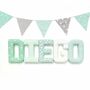 Mint And Grey Full Name Fabric Letters, thumbnail 5 of 11