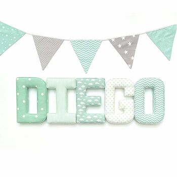 Mint And Grey Full Name Fabric Letters, 5 of 11