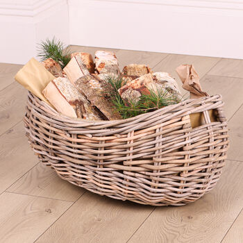 Boat Shaped Rattan Log Basket With Cordura Lining, 6 of 6