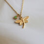 Gold Dragonfly Necklace With Birthstone, thumbnail 2 of 10