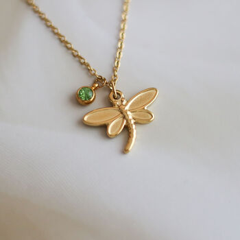 Gold Dragonfly Necklace With Birthstone, 2 of 10