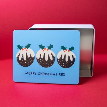 Personalised Christmas Pudding Xl Gift Storage Tin, 6 of 8