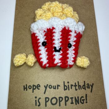Popcorn Lover Crochet Birthday Card Handmade, 2 of 7