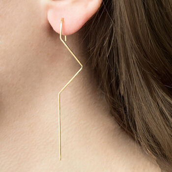 Zig Zag Gold Plated Silver Single Ear Cuff Earring, 6 of 9