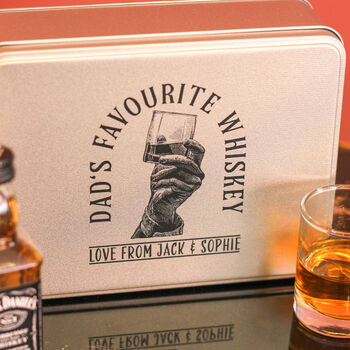 Personalised Dad's Favourite Whiskey Tin Gift Set, 4 of 9