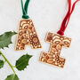 Chunky Detailed Monogram Wooden Hanging Decoration, thumbnail 1 of 2