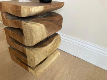 Hand Carved Solid Wooden Snake Side Table – 45cm, 3 of 3
