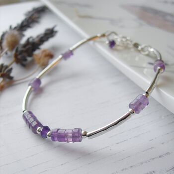 Amethyst Hammered Silver Bracelet, 4 of 5