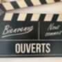 French Wooden Open And Closed Double Sided Clapper Board Sign, thumbnail 3 of 6