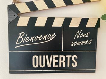 French Wooden Open And Closed Double Sided Clapper Board Sign, 3 of 6