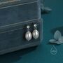 Sterling Silver Genuine Freshwater Pearl And Cz Drop Earrings, thumbnail 3 of 10