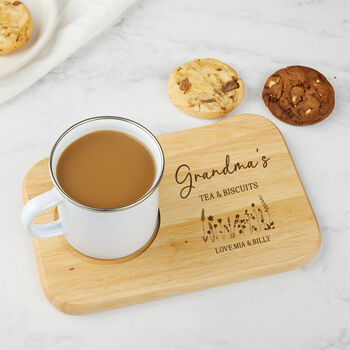 Wild Flower Personalised Wooden Tea And Biscuit Tray, 5 of 6