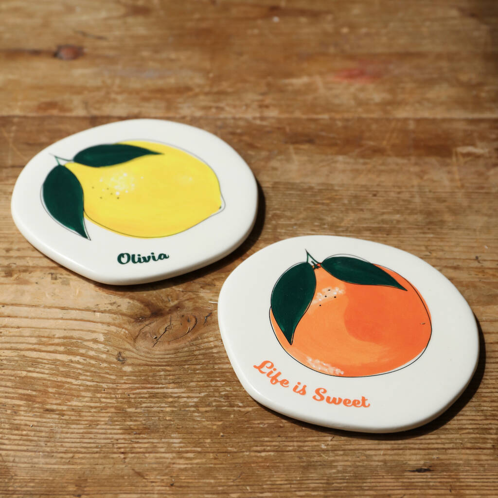 Personalised Fruit Organic Shape Coaster, 1 of 6