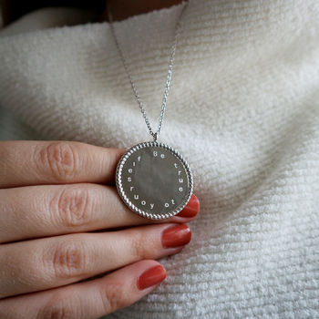 'Be True To Yourself' Engraved Coin Necklace, 6 of 7