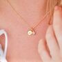 Gold Mini Initial And Birthstone Necklace, thumbnail 5 of 9