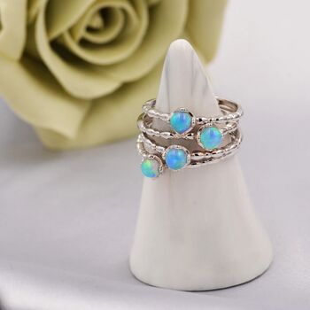 Sterling Silver Adjustable Opal Gemstone Ring, 3 of 12