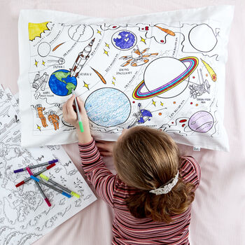 Space Pillowcase Kit + 10 Pens, Colour In And Learn, 3 of 7