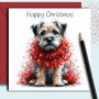 Border Terrier Christmas Card. Tangled In Tinsel, thumbnail 1 of 2