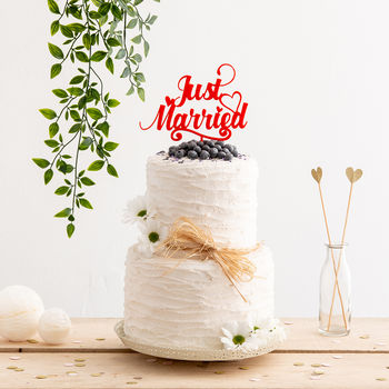 Just Married Wedding Cake Topper Decoration, 2 of 3
