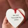 Personalised Couples Initials Ceramic Hanging Heart Valentines Gift, thumbnail 7 of 12