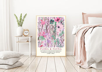 Flora And Fauna Pink Botanical Art Print, 3 of 3