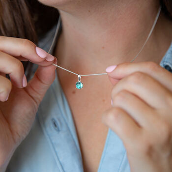 Sterling Silver Birthstone Crystal Necklace, 9 of 12