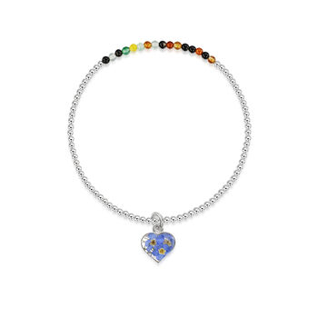 Sterling Silver Flower And Gemstone Stretch Bead Bracelet, 4 of 12