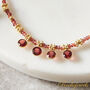 Garnet Short Gold Beaded Charm Necklace, thumbnail 9 of 10