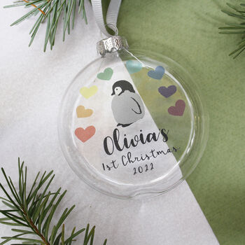 Rainbow First Christmas Penguin Bauble, 5 of 5