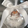 Robins Appear Snowy Acrylic Memorial Christmas Tree Bauble Decoration, thumbnail 3 of 7