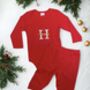 Personalised Embroidered Baby Christmas Pyjama Set With Glitter Initials, thumbnail 1 of 2
