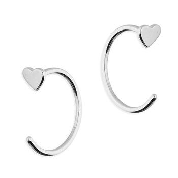 Dainty Sterling Silver Heart Pull Through Earrings, 2 of 8
