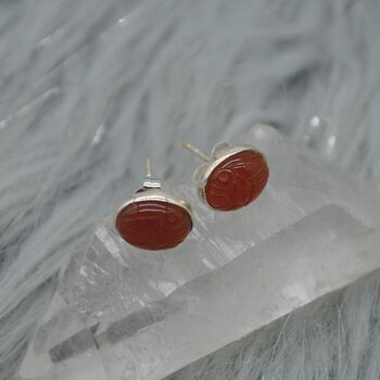 Carnelian Stud Earrings: Silver Or Gold, 6 of 9