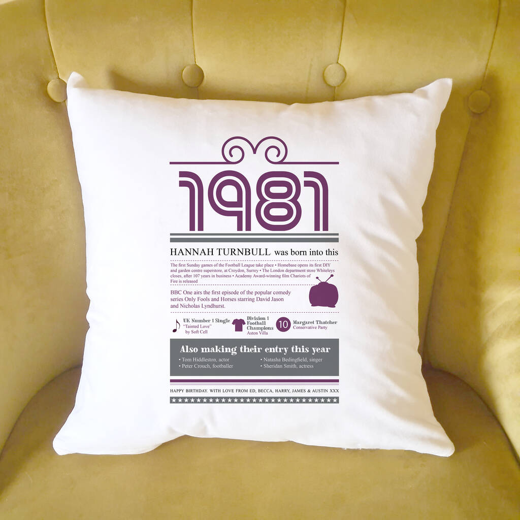 Personalised Birth Year Cushion, 1 of 6