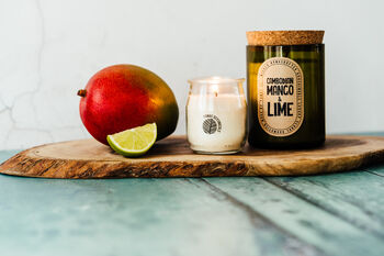Mango And Lime Scented Upcycled Wine Bottle Candle, 2 of 2