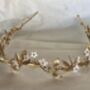 The Ostara Crown Gold Silver Shell Mother Of Pearl Floral Hair Vine Bridal Headpiece, thumbnail 6 of 12