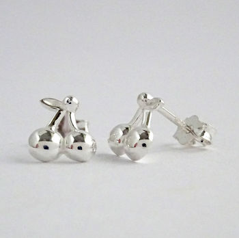 Sterling Silver Cherry Stud Earrings, 2 of 12