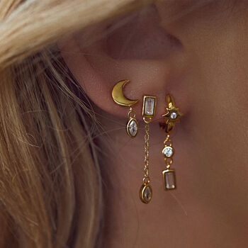 Luna Moon Trio Earring Set Gold Plated, 2 of 6