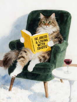 Your Own Cat Reading Book Wall Art Print | Customise Colours And Book Title, 10 of 12