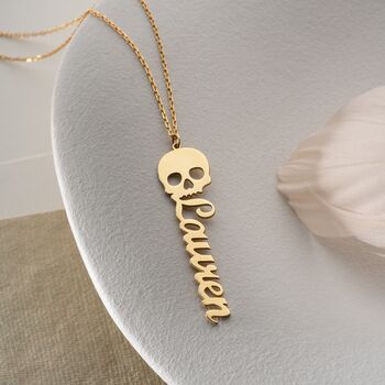 Personalised 'Gothic Glam' Skull Name Necklace, 8 of 10